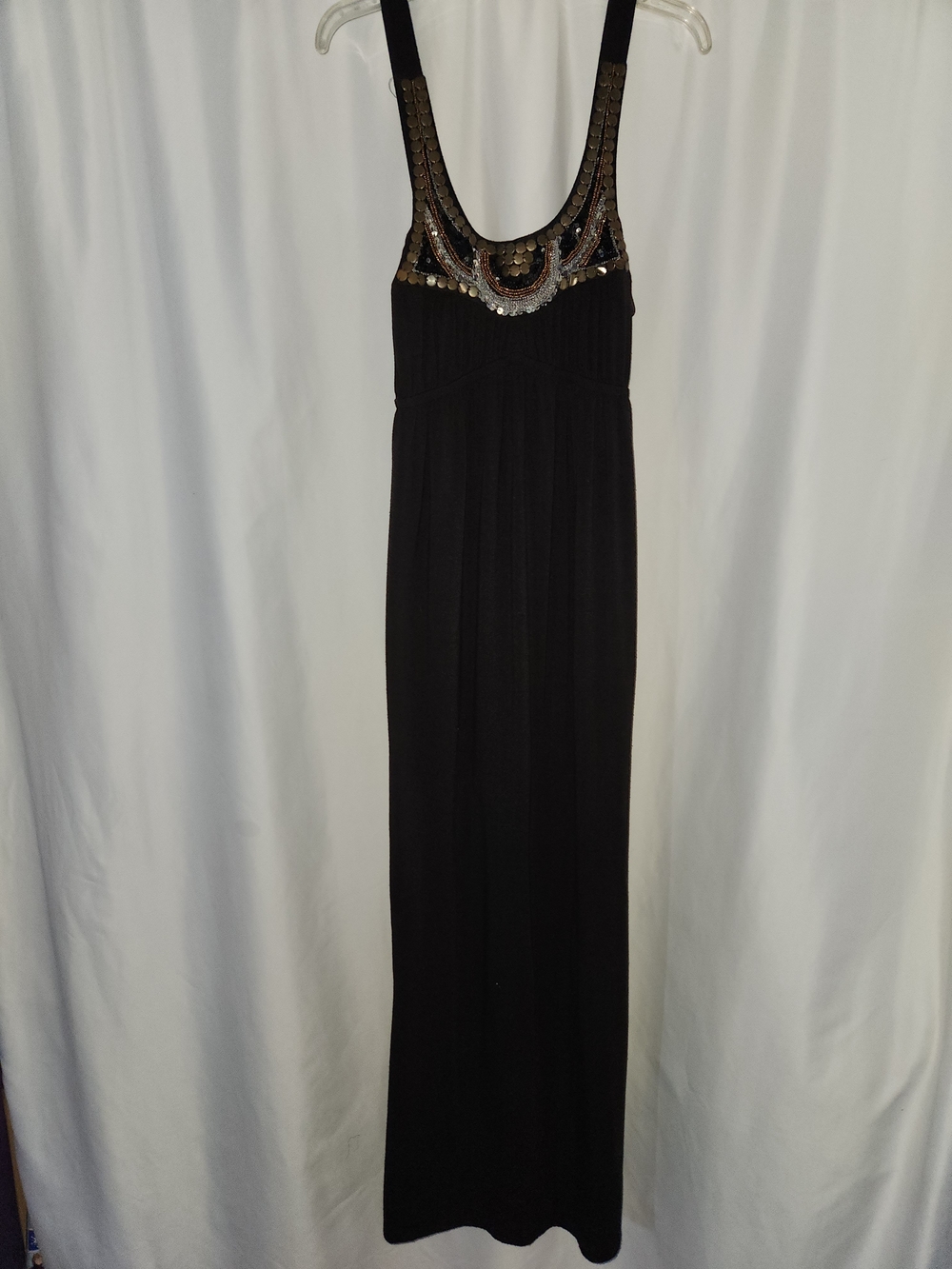 bailey blue Black Maxi Dress w/ Metallic Embellishment #party #beach #fairycore